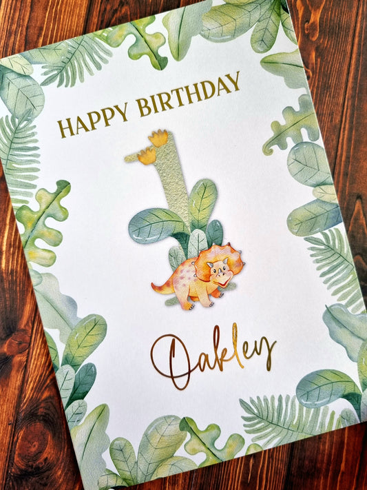 Dino Number - Birthday Card